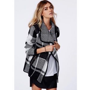 Chunky Knit Check Cardigan Monochrome